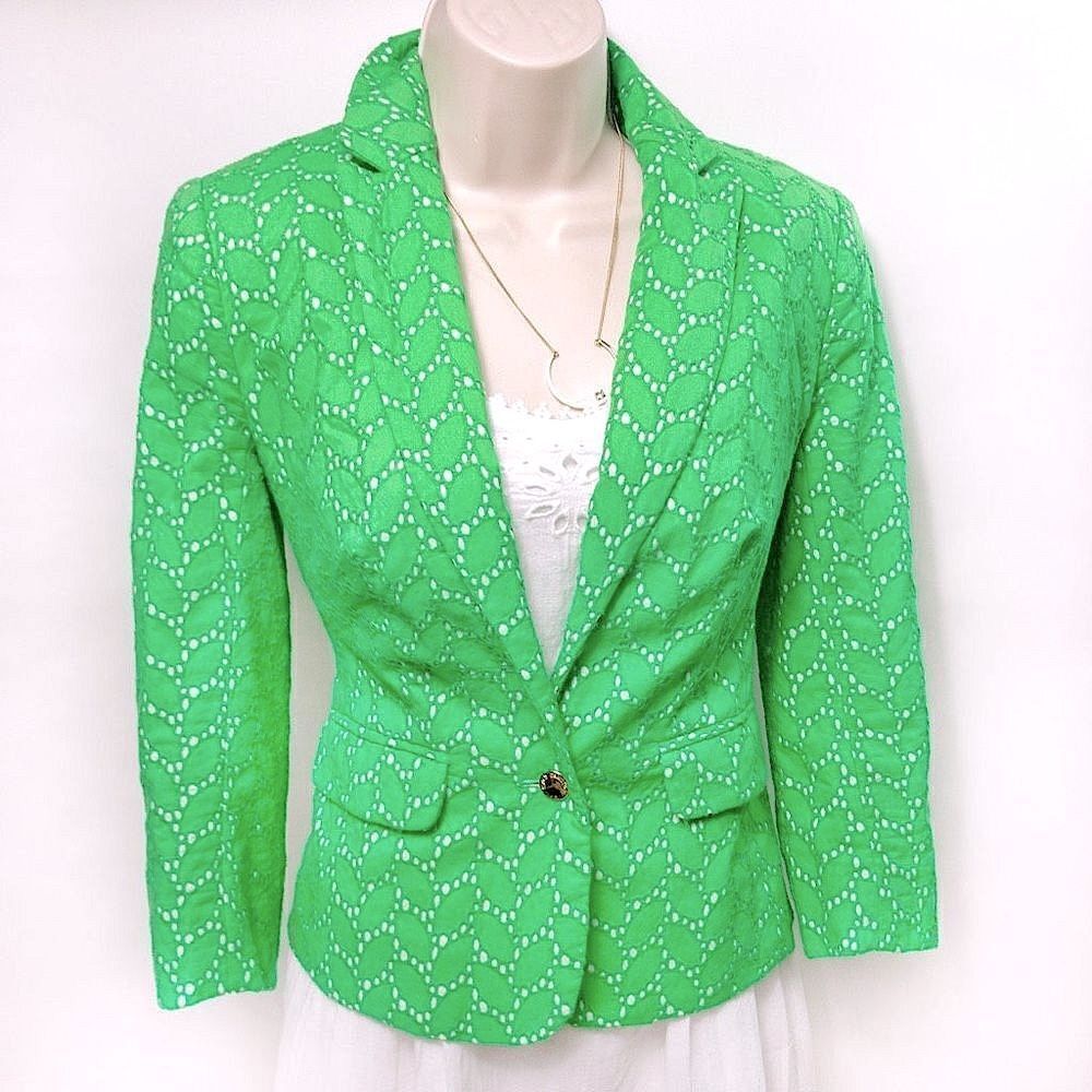 Vince Camuto Spring Green Eyelet Lace Suit Jacket Sz 0